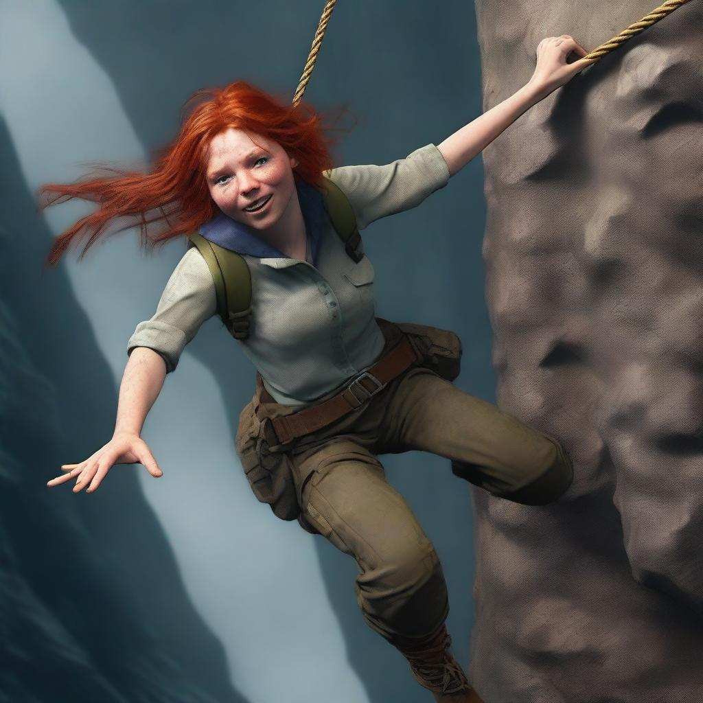 A realistic depiction of a 20-year-old woman with red hair