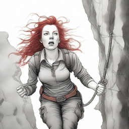 A realistic drawing of a 20-year-old woman with red hair