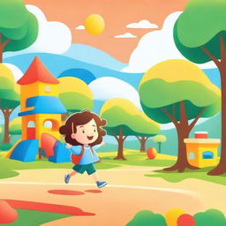 A vibrant and cheerful kindergarten background featuring a happy child playing