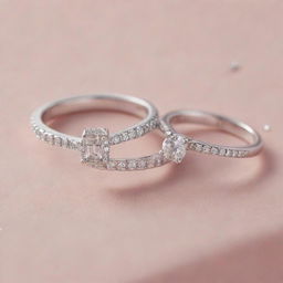 Two silver engagement rings, one with diamonds configured into a distinct shape of the letter 'J', and the other with diamonds arranged in the form of the letter 'R', both of the same elegant design.