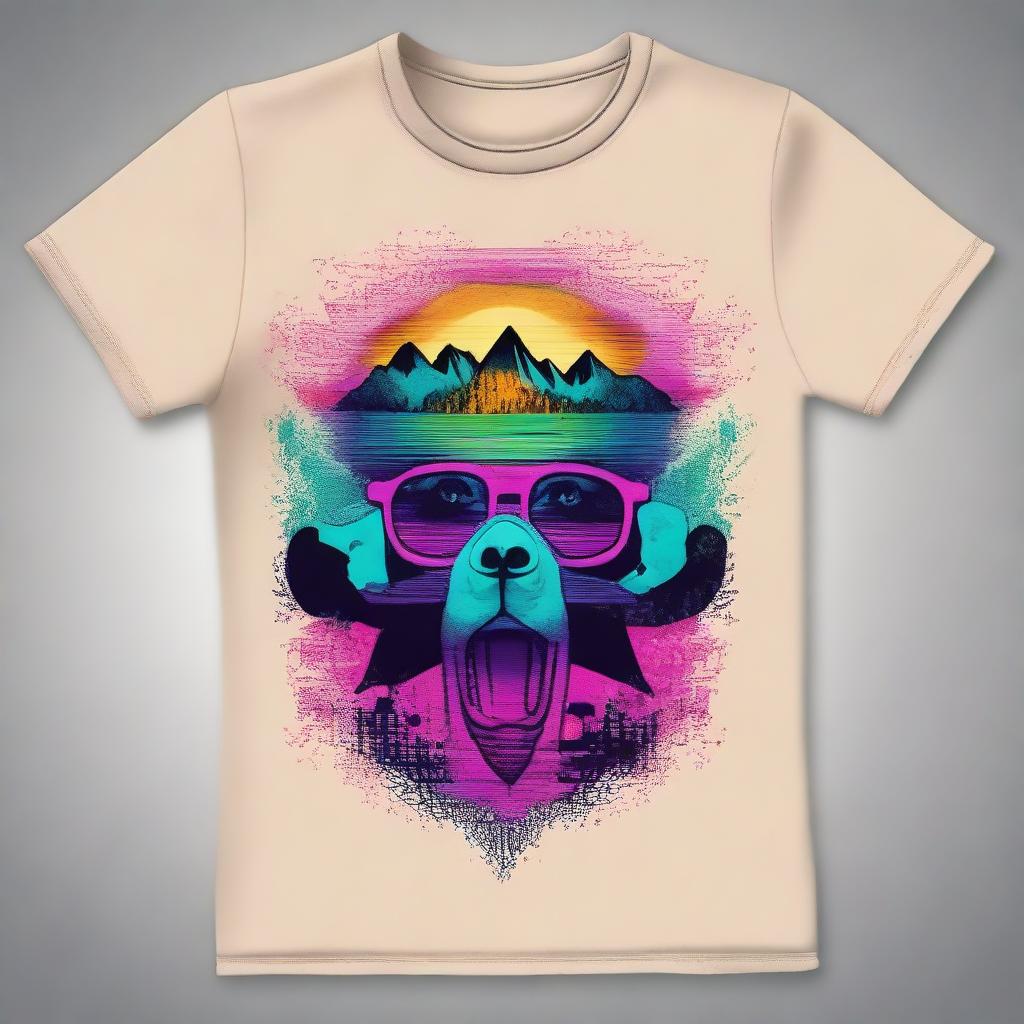 A creative and eye-catching T-shirt design featuring a unique and modern graphic