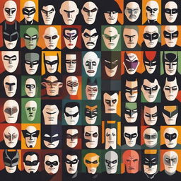 Create an image of a face composed of iconic movie villains