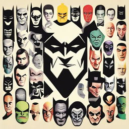 Create an image of a face composed of iconic movie villains