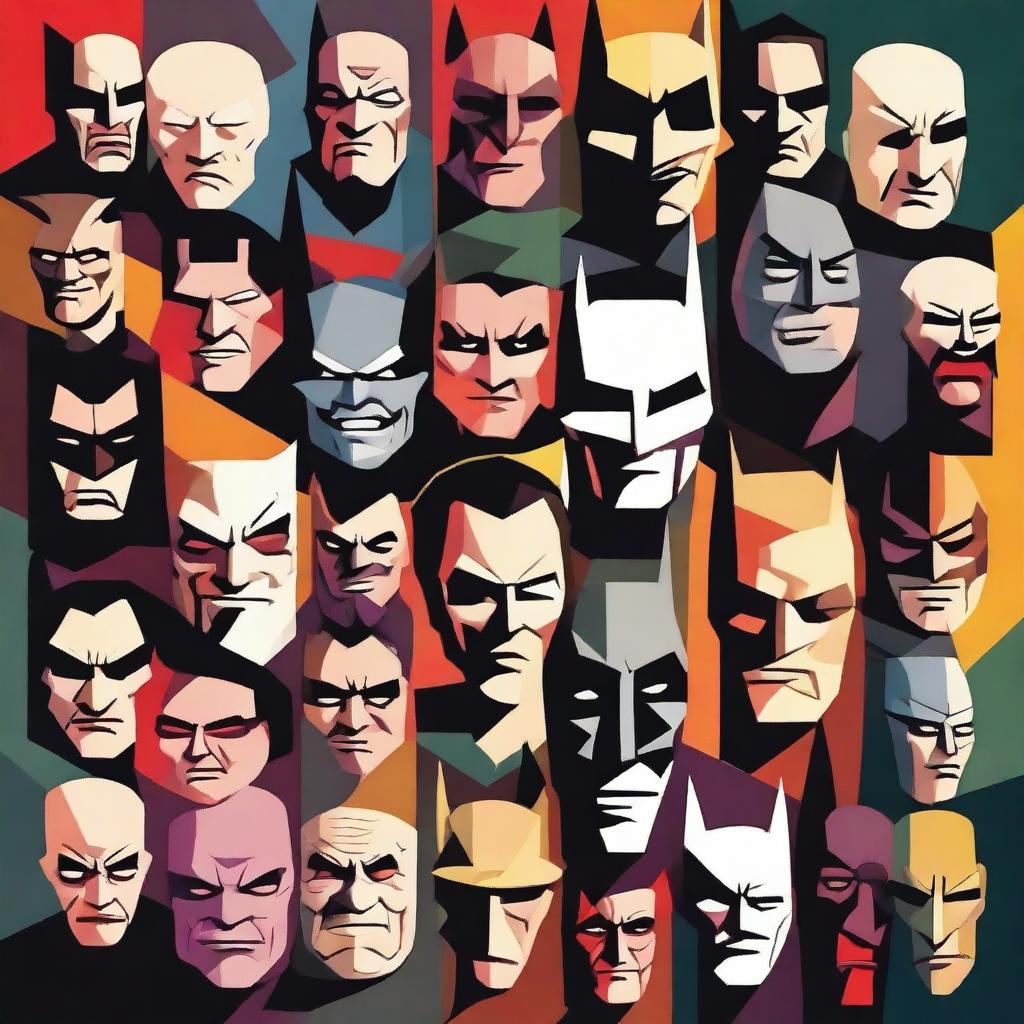 Create an image of a face composed of iconic movie villains