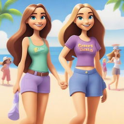 Create a Pixar style movie poster titled 'Tegan and Cara'