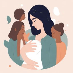 An illustration showing the importance of a support network in overcoming postpartum depression