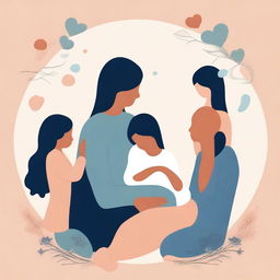 An illustration showing the importance of a support network in overcoming postpartum depression