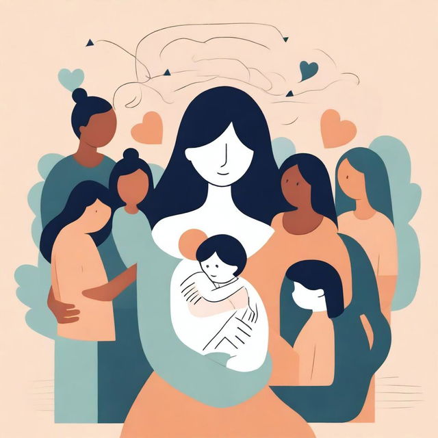 An illustration showing the importance of a support network in overcoming postpartum depression