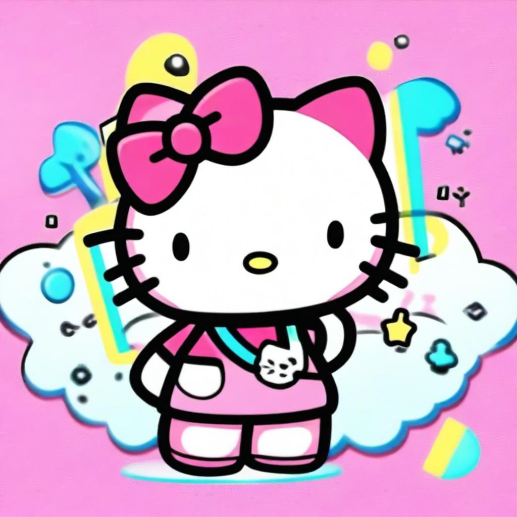 A quirky and fun profile picture featuring Hello Kitty in a Y2K aesthetic