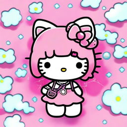 A quirky and fun profile picture featuring Hello Kitty in a Y2K aesthetic