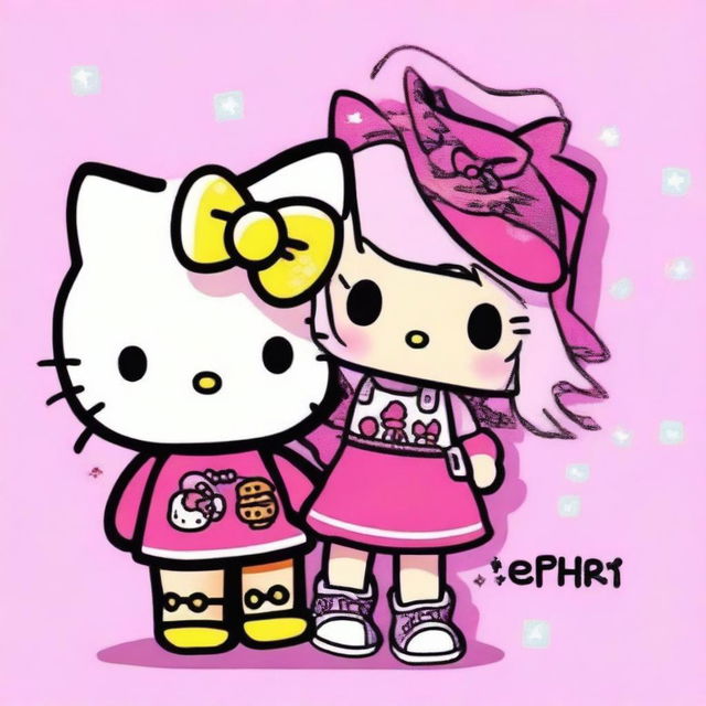 A quirky and fun profile picture featuring Hello Kitty and a Y2K girl