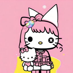 A quirky and fun profile picture featuring Hello Kitty and a Y2K girl