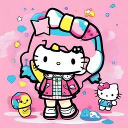 A quirky and fun profile picture featuring Hello Kitty and other Sanrio characters with a Y2K girl