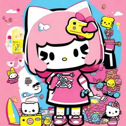 A quirky and fun profile picture featuring Hello Kitty and other Sanrio characters with a Y2K girl