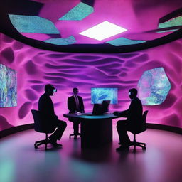 A modern reinterpretation of Plato's myth of the cavern set in a contemporary office environment