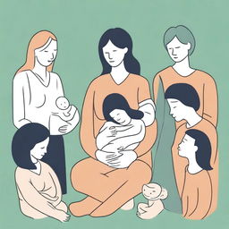 An illustration depicting the importance of a support network in overcoming postpartum depression