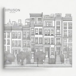 A sketch-style book cover featuring a cityscape filled with a variety of houses