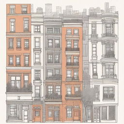 A sketch-style book cover featuring a cityscape filled with a variety of houses