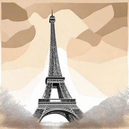 A stylized illustration of the Eiffel Tower in Paris, France