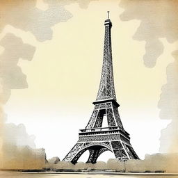 A stylized illustration of the Eiffel Tower in Paris, France