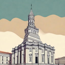 A stylized illustration of the Mole Antonelliana in Turin, Italy