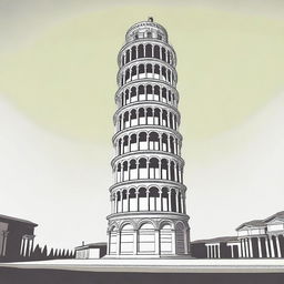 A stylized illustration of the Leaning Tower of Pisa in Pisa, Italy