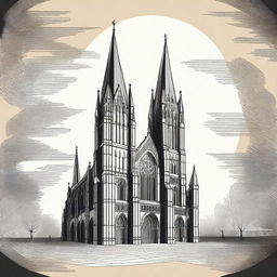 A stylized illustration of the Nidaros Cathedral in Trondheim, Norway