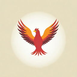 Design a striking logo featuring a phoenix bird majestically displayed in bold shades of red, orange, and yellow.