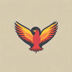 Design a striking logo featuring a phoenix bird majestically displayed in bold shades of red, orange, and yellow.