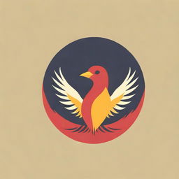 Design a striking logo featuring a phoenix bird majestically displayed in bold shades of red, orange, and yellow.