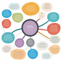 A detailed and colorful mind map with various interconnected ideas and concepts