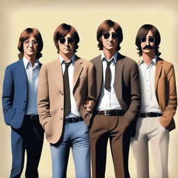 Create an image of all the Beatles members at 80 years old