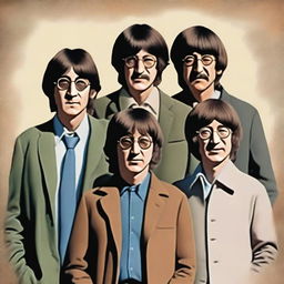 Create an image of all the Beatles members at 80 years old