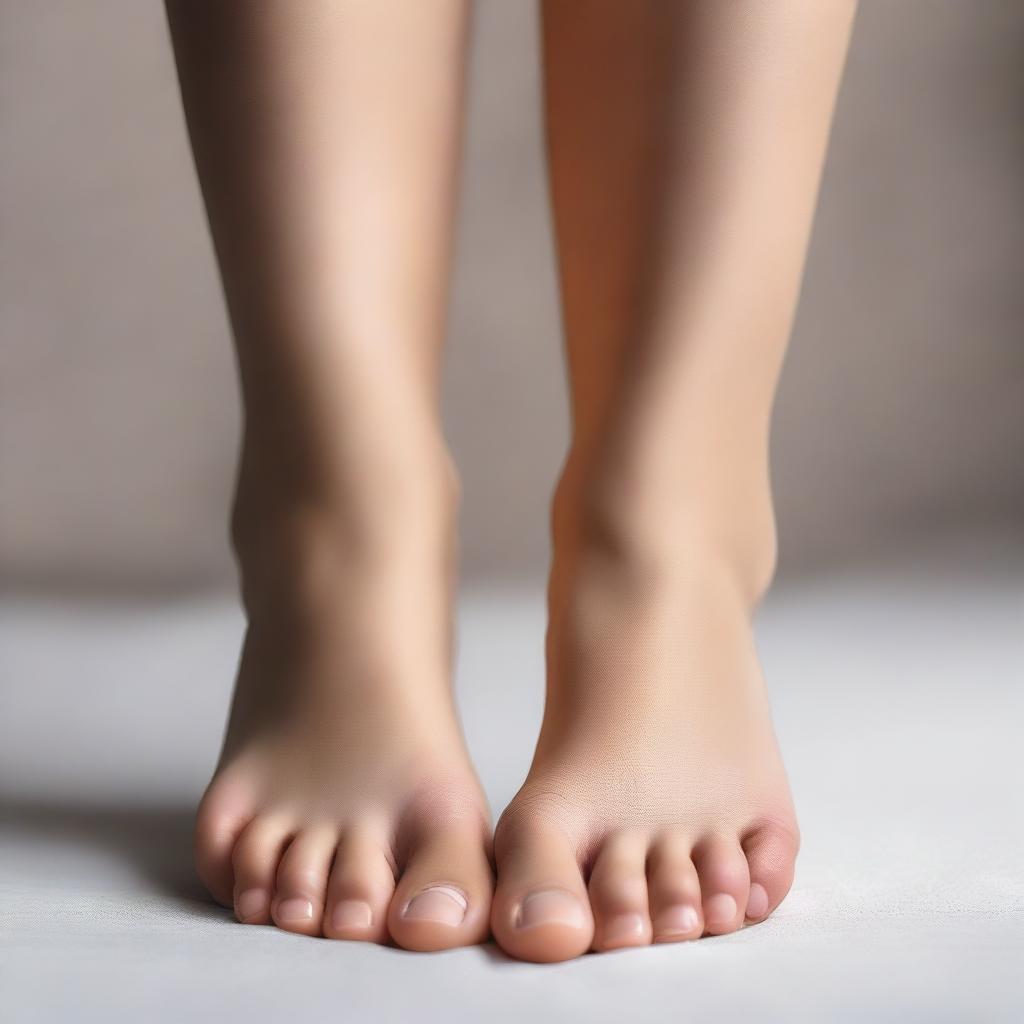 A semi-naked girl showing her feet