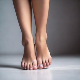 A semi-naked girl showing her feet