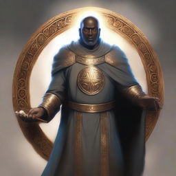 Create a detailed image of a human cleric of the domain of peace