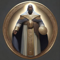 Create a detailed image of a human cleric of the domain of peace