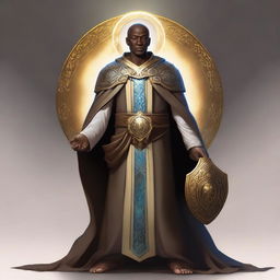 Create a detailed image of a human cleric of the domain of peace