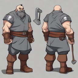 Create an anime-style image of Petrok, a robust and skilled male dwarf blacksmith from Greyforge (Peyentar)