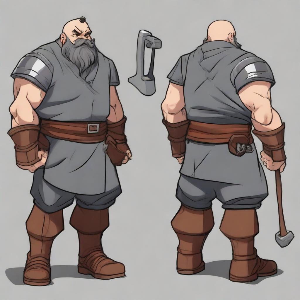 Create an anime-style image of Petrok, a robust and skilled male dwarf blacksmith from Greyforge (Peyentar)