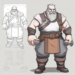 Create an anime-style image of Petrok, a robust and skilled male dwarf blacksmith from Greyforge (Peyentar)