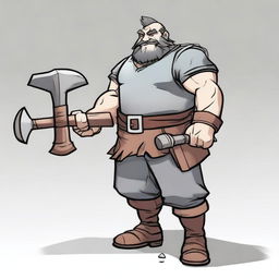 Create an anime-style image of Petrok, a robust and skilled male dwarf blacksmith from Greyforge (Peyentar)