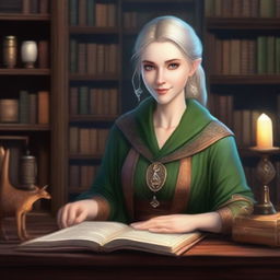 A wise and approachable Elf librarian