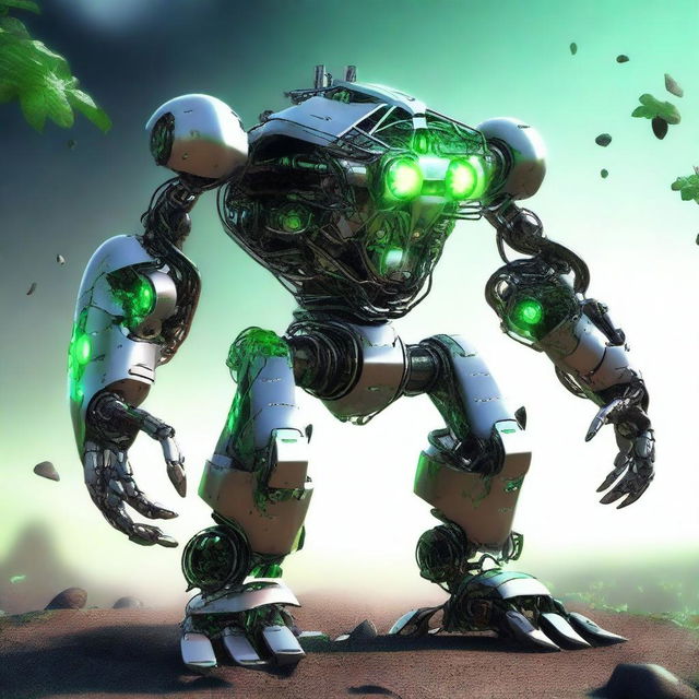 A robot fused with an earth elemental