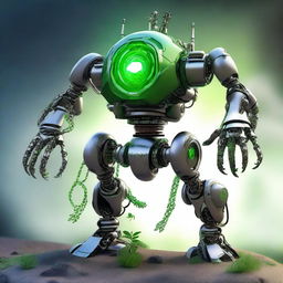 A robot fused with an earth elemental