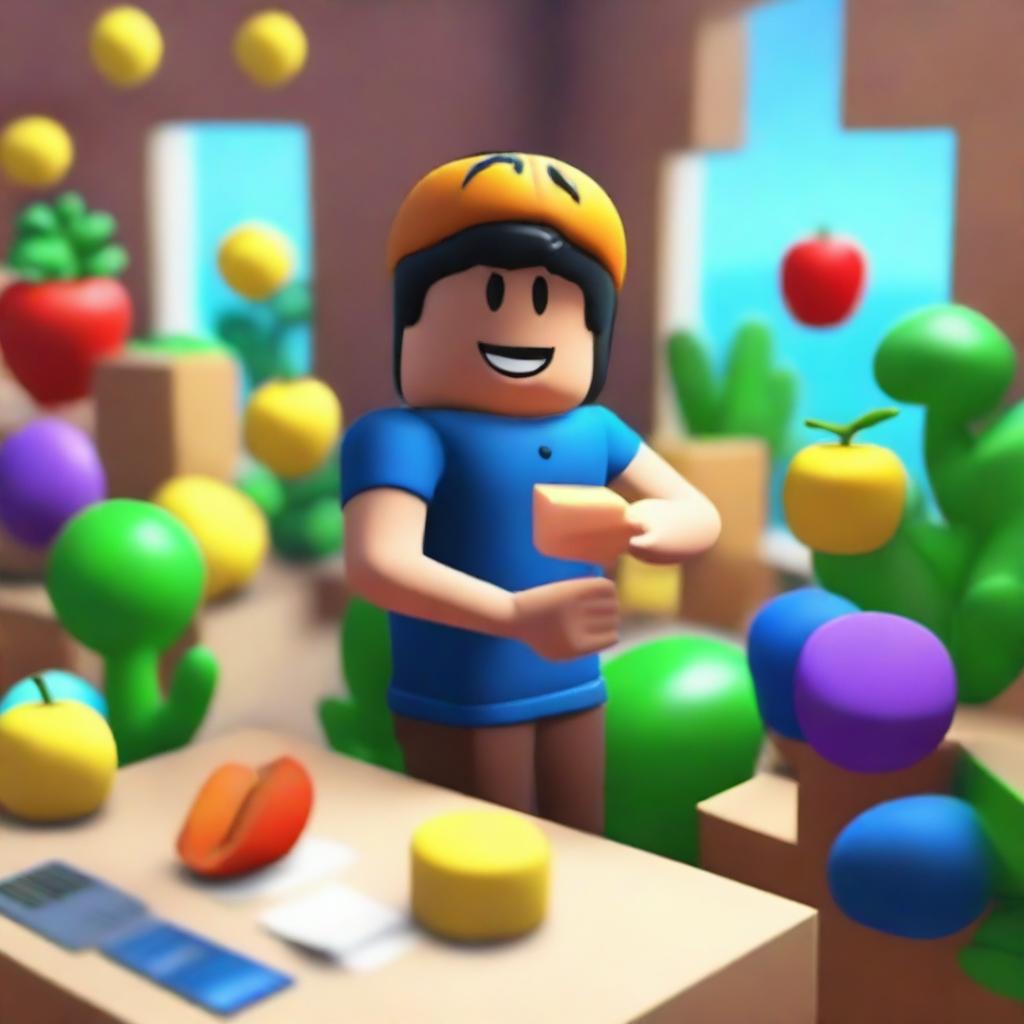 A character is checking accounts in the popular Roblox game Blox Fruits