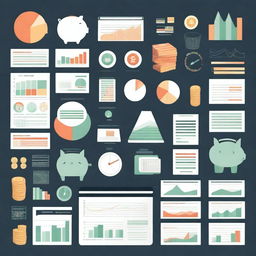 A detailed illustration showing various methods to manage money and prosper in an economy