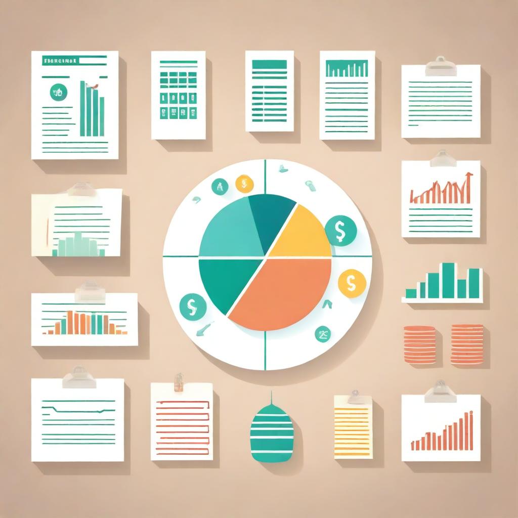 A detailed illustration showing various methods to manage money and prosper in an economy