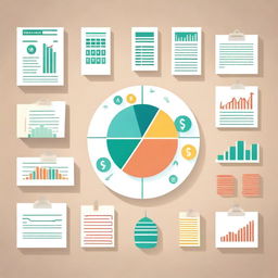 A detailed illustration showing various methods to manage money and prosper in an economy