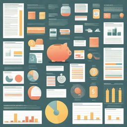 A detailed illustration showing various methods to manage money and prosper in an economy